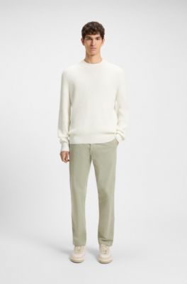 Cotton-blend sweater with 3D knitted structure, Natural