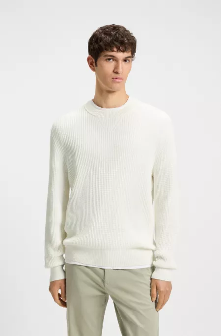 Cotton-blend sweater with 3D knitted structure