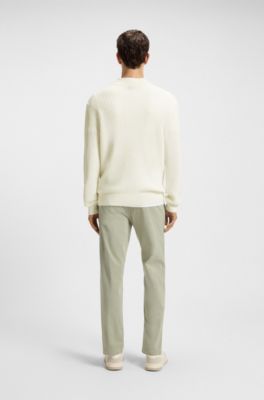 Cotton-blend sweater with 3D knitted structure, Natural