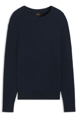 Pullover aus Baumwoll-Mix mit 3D-Strickstruktur, Dunkelblau