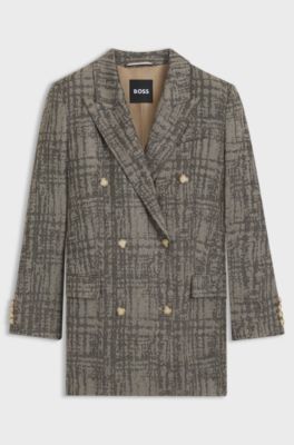 Regular-fit blazer with herringbone check, Patterned