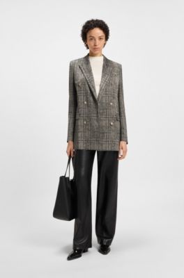 Regular-fit blazer with herringbone check, Patterned