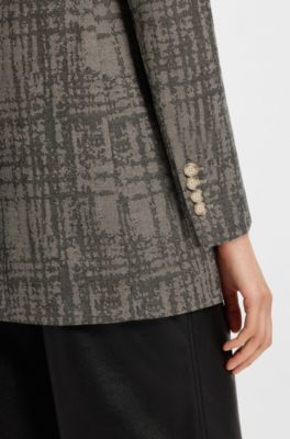 Regular-fit blazer with herringbone check, Patterned