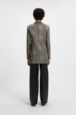 Regular-fit blazer with herringbone check, Patterned