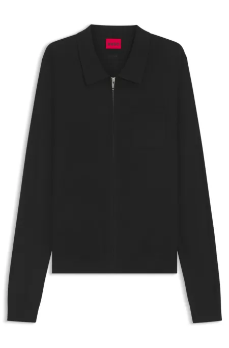 Regular-fit knit jacket with zip front