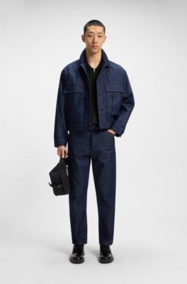 Regular-fit knit jacket with zip front, Black