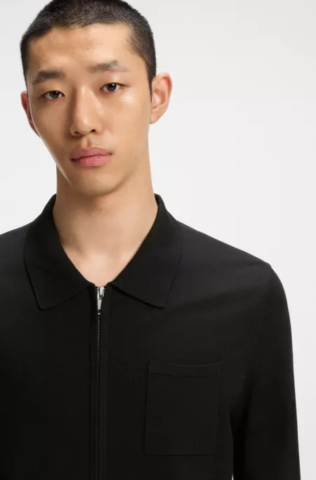 Regular-fit knit jacket with zip front