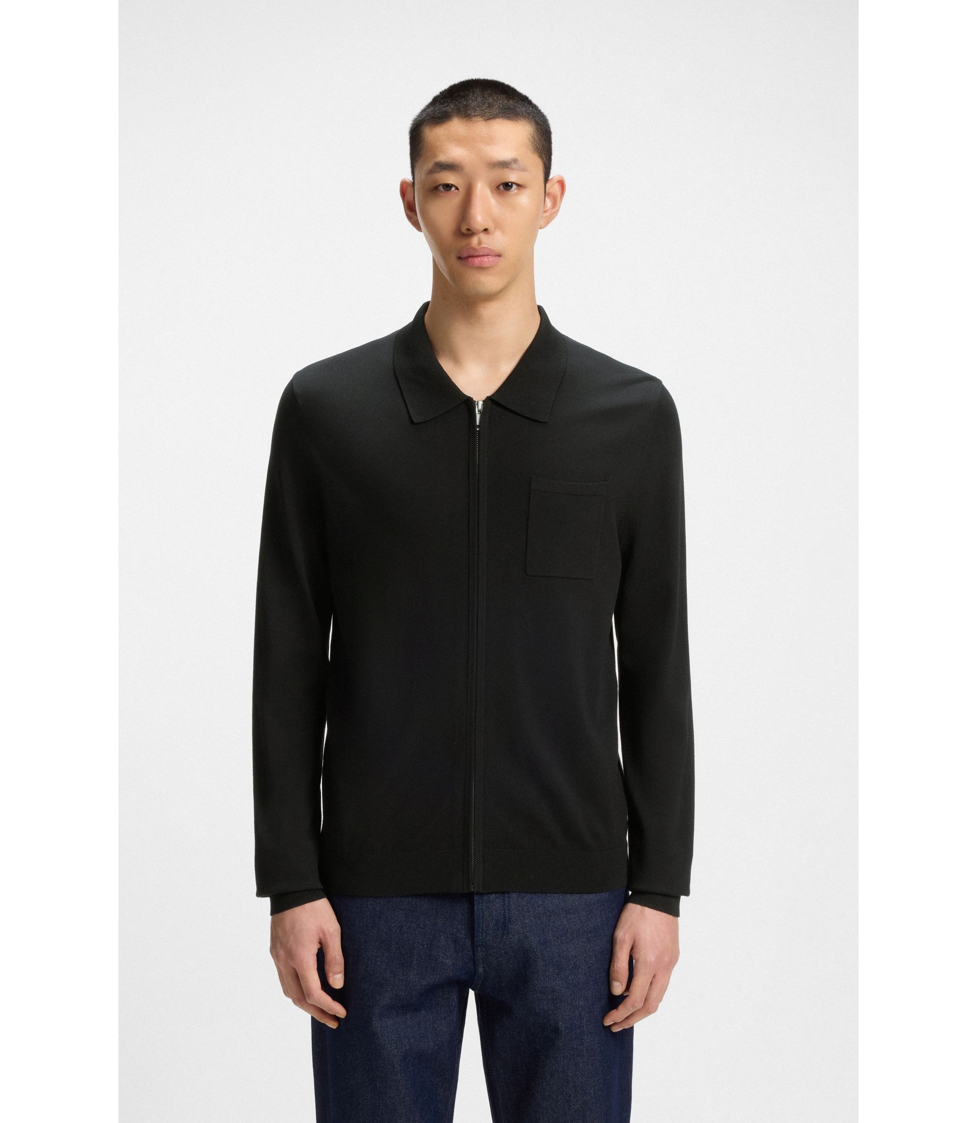 Regular-Fit Strickjacke mit Reißverschluss