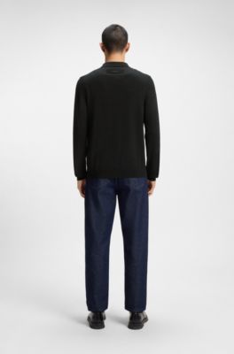 Veste en maille Regular zipp&eacute;e sur le devant, Noir