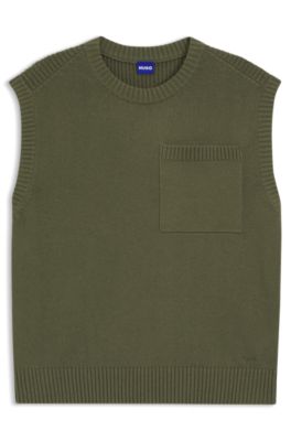 Relaxed-fit knit T-shirt with chest pocket, Olive