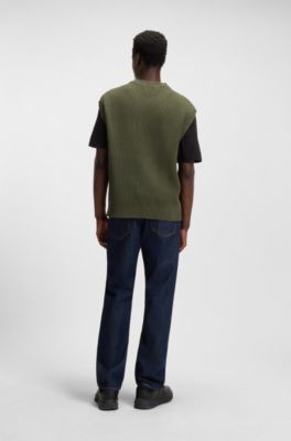 Top relaxed fit in maglia con tasca sul petto, Oliva