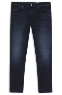 Tapered-fit jeans in blue-black super-stretch denim, Dark Blue