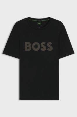 Pima-cotton T-shirt with gloss logo, Black