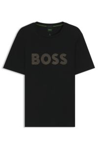 T-shirt in cotone Pima con logo lucido, Nero