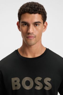 Pima-cotton T-shirt with gloss logo, Black
