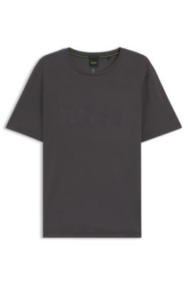 Pima-cotton T-shirt with gloss logo, Dark Grey