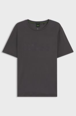 Pima-cotton T-shirt with gloss logo, Dark Grey