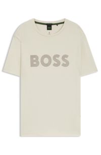 Pima-cotton T-shirt with gloss logo, Natural