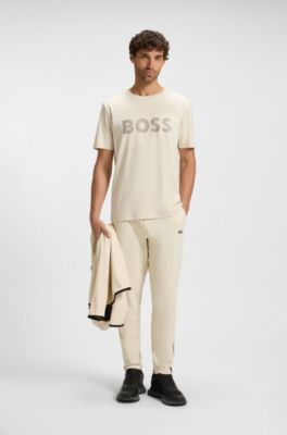 Pima-cotton T-shirt with gloss logo, Natural