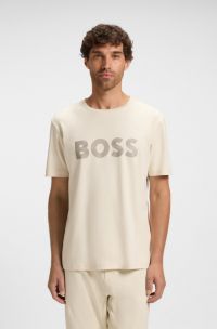 Pima-cotton T-shirt with gloss logo, Natural