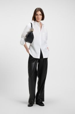 Oversized Bluse aus Baumwolle, Wei&szlig;