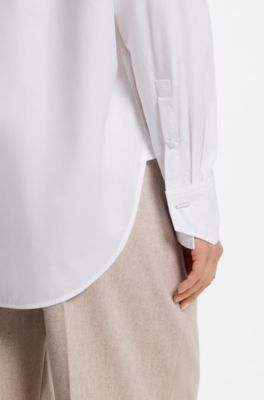Oversized-fit blouse in cotton, White