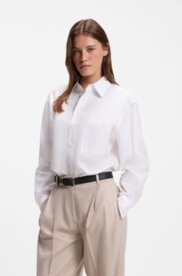 Camicetta oversize in cotone, Bianco