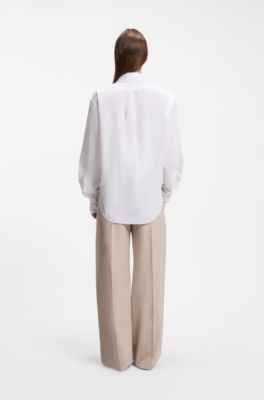 Oversized-fit blouse in cotton, White