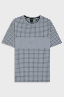 Pima-cotton T-shirt with check print, Grey