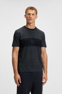 T-Shirt aus Pima-Baumwolle mit Karo-Print, Dunkelblau