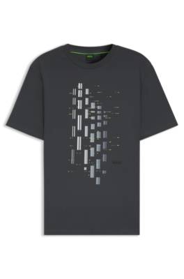 Stretch-cotton T-shirt with geometric print 1