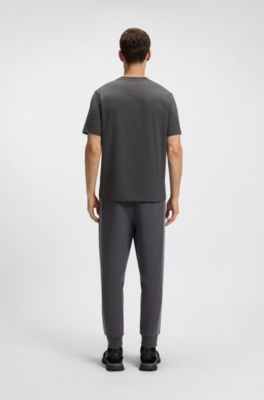 T-Shirt aus Stretch-Baumwolle mit geometrischem Print, Dunkelgrau