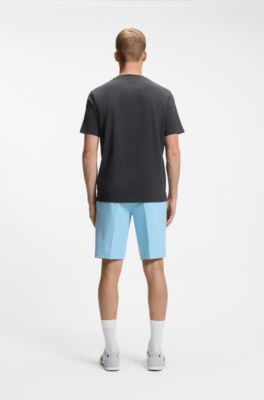 T-shirt van stretchkatoen met geometrische print, Donkergrijs