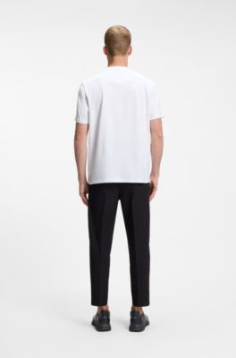 T-Shirt aus Stretch-Baumwolle mit geometrischem Print, Wei&szlig;