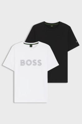 Two-pack of cotton T-shirts with logos, White / Black