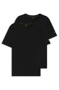 Two-pack of cotton T-shirts with logos, White / Black