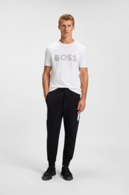 Two-pack of cotton T-shirts with logos, White / Black