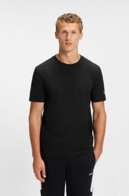 Two-pack of cotton T-shirts with logos, White / Black