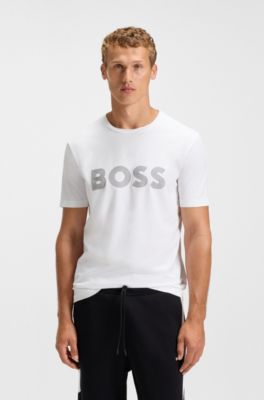Two-pack of cotton T-shirts with logos, White / Black