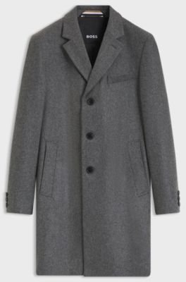 Slim-fit formal coat with a melange finish, Light Grey