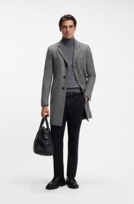 Slim-fit formal coat with a melange finish, Light Grey
