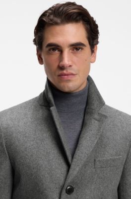 Slim-fit formal coat with a melange finish, Light Grey