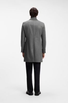 Slim-fit formal coat with a melange finish, Light Grey