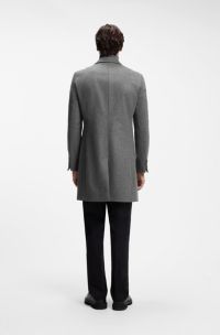Slim-fit formal coat with a melange finish, Light Grey