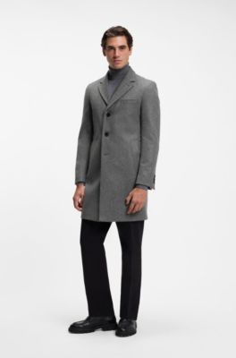 Slim-fit formal coat with a melange finish, Light Grey