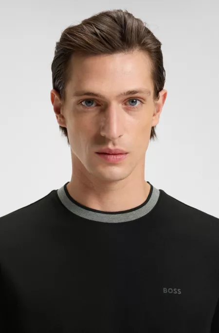 T-shirt Slim en coton mercerisé avec finitions contrastantes