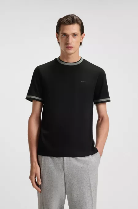 T-shirt Slim en coton mercerisé avec finitions contrastantes