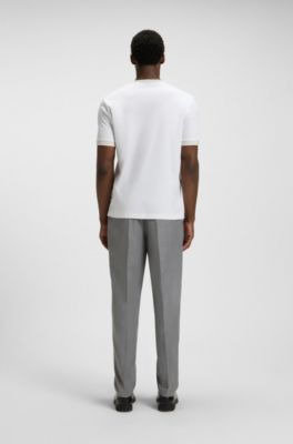 Mercerised-cotton slim-fit T-shirt with contrast trims, White