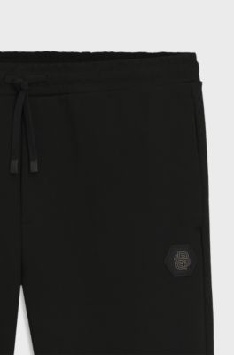 Cotton-blend tracksuit bottoms with Double B monogram, Black