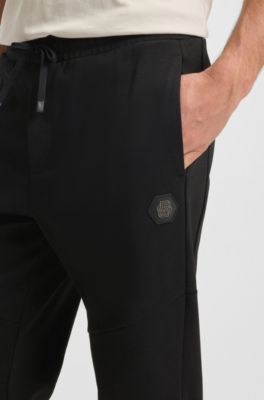 Cotton-blend tracksuit bottoms with Double B monogram, Black